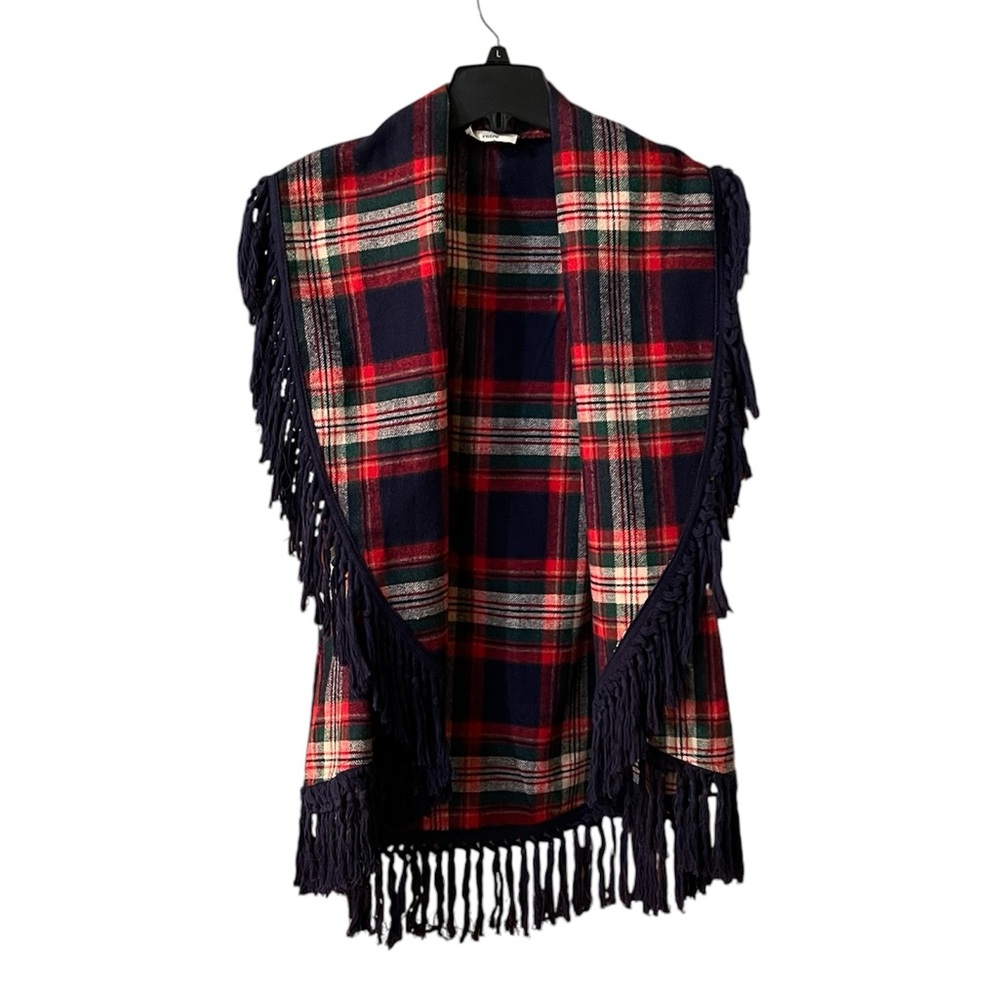 Entro Open front plaid poncho cape shawl vest. Women’s‎ size large.